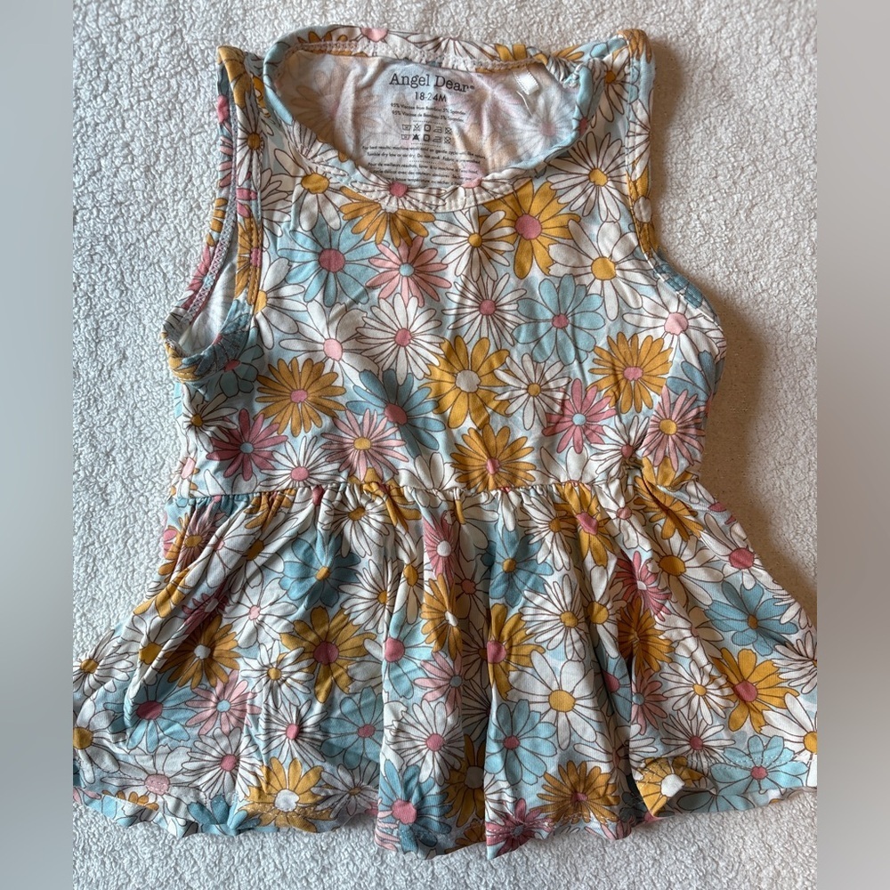 Angel Dear Daisy Print Tank Top, Tunic Length. Size 18-24 Months, Bamboo Viscose